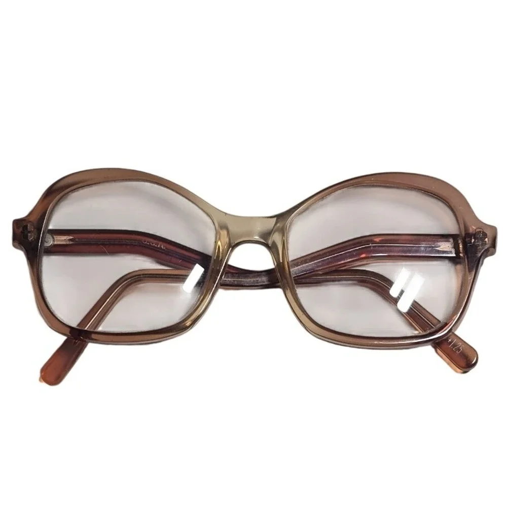 Vintage Oversized Reading Glasses +1.25 Peach Geometric Made in USA